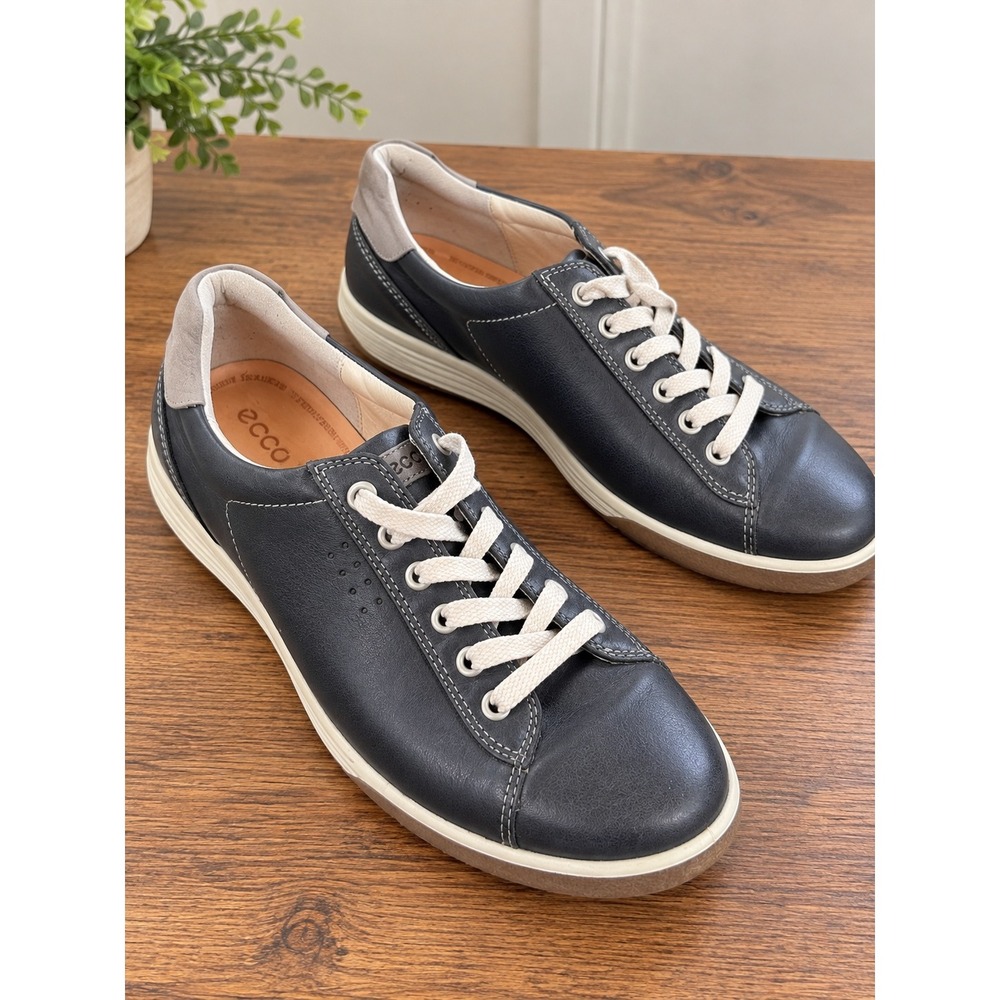 ECCO Soft 7 Mens Leather Sneakers Black Lace Up Shoes Size 42 US 9